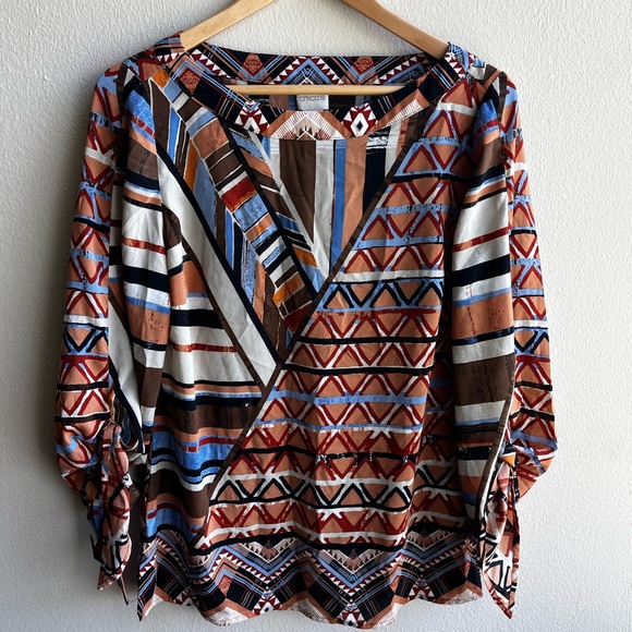 Chico’s Tribal Tie-Sleeve Top - Picture 5 of 10